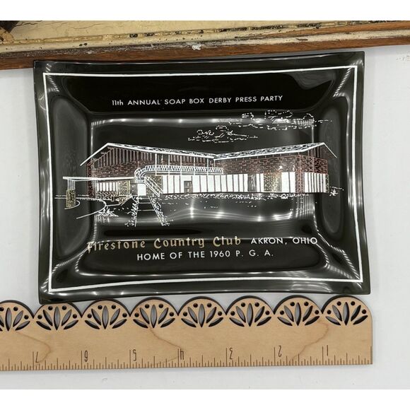 VTG Glass Tray Soap Box Derby Akron Ohio PGA Souvenir Firestone Country Club - Picture 7 of 7